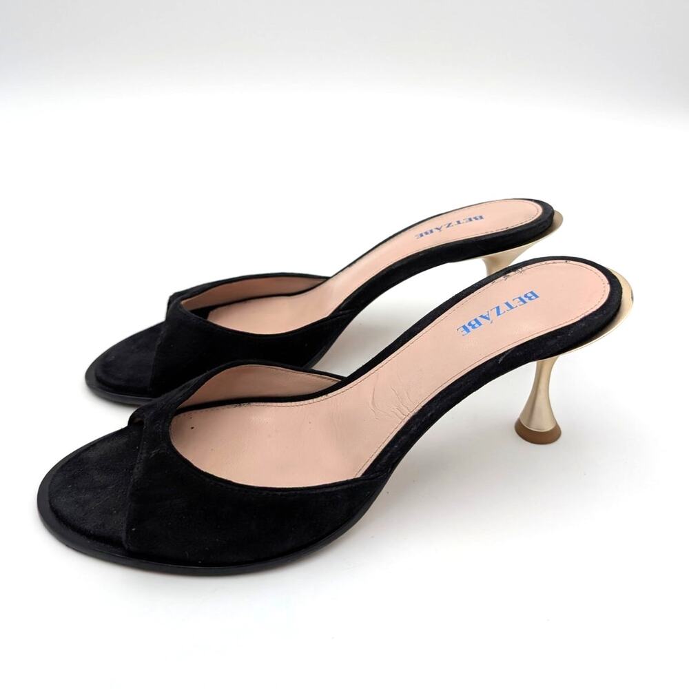 Betzábe Jenni Open Peep Toe Slide Sandals Women's Black Size US7 EU37